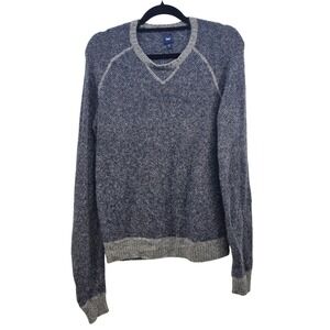 Gap Mens Wool Blend Raglan Crewneck Sweater Navy Grey S/768741-00 HOL10 Size M